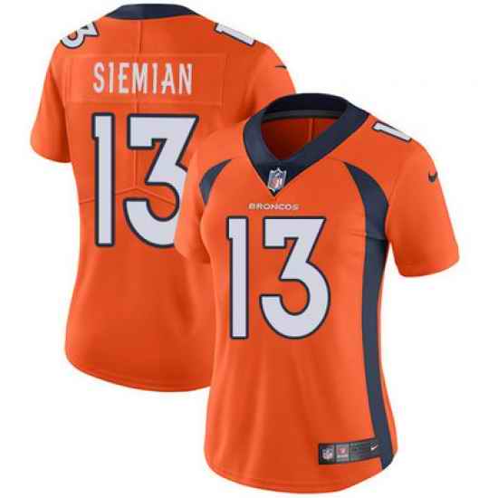 Nike Broncos #13 Trevor Siemian Orange Team Color Womens Stitched NFL Vapor Untouchable Limited Jersey